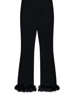 Zara Black Fur Trim Pants